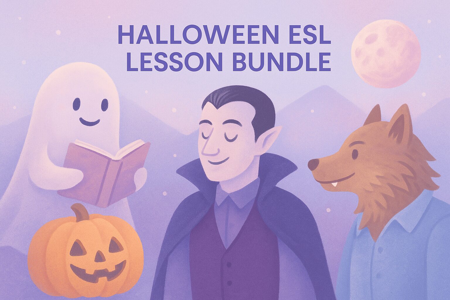 Halloween ESL Lesson Bundle illustration