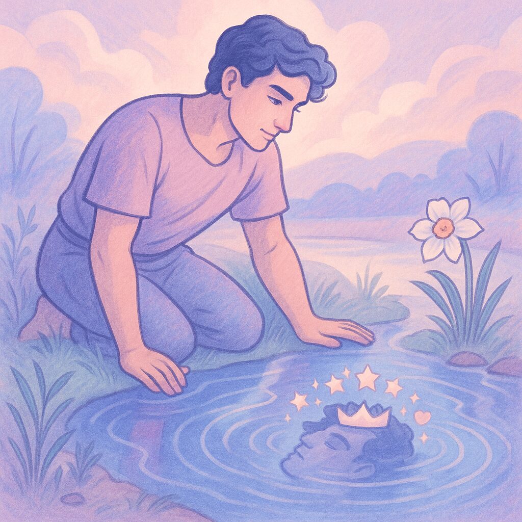 ESL lesson on narcissism inspired by TED-Ed video exploring myth of Narcissus and modern psychology