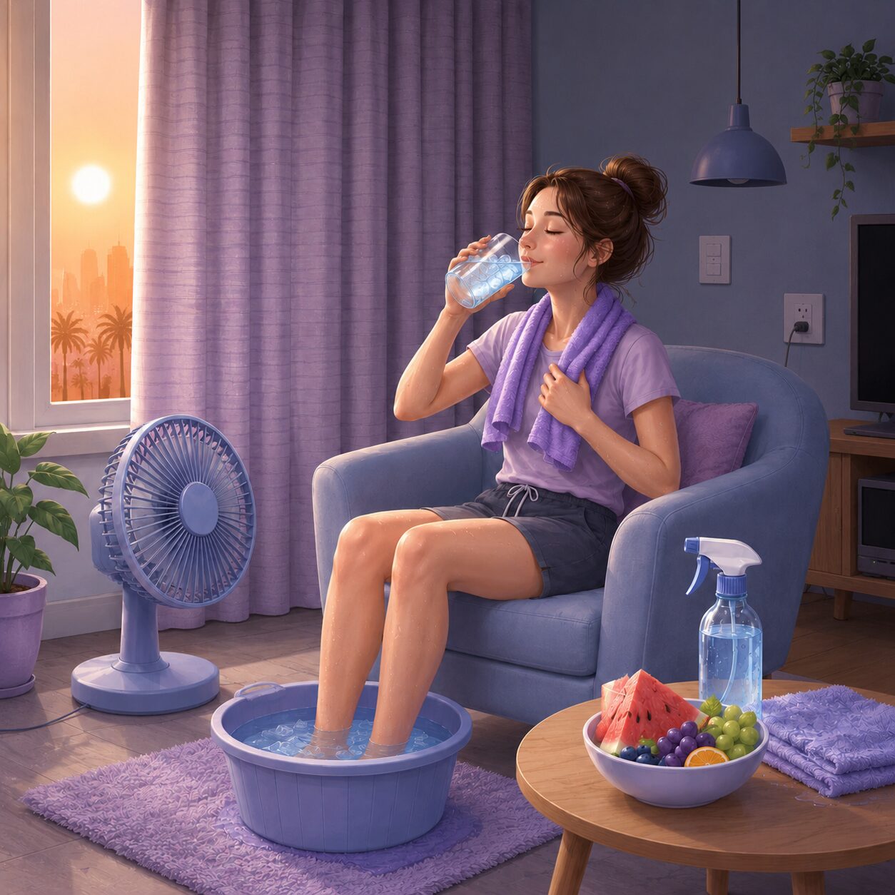 Students discussing heat waves climate change and survival strategies in English classroom lesson
